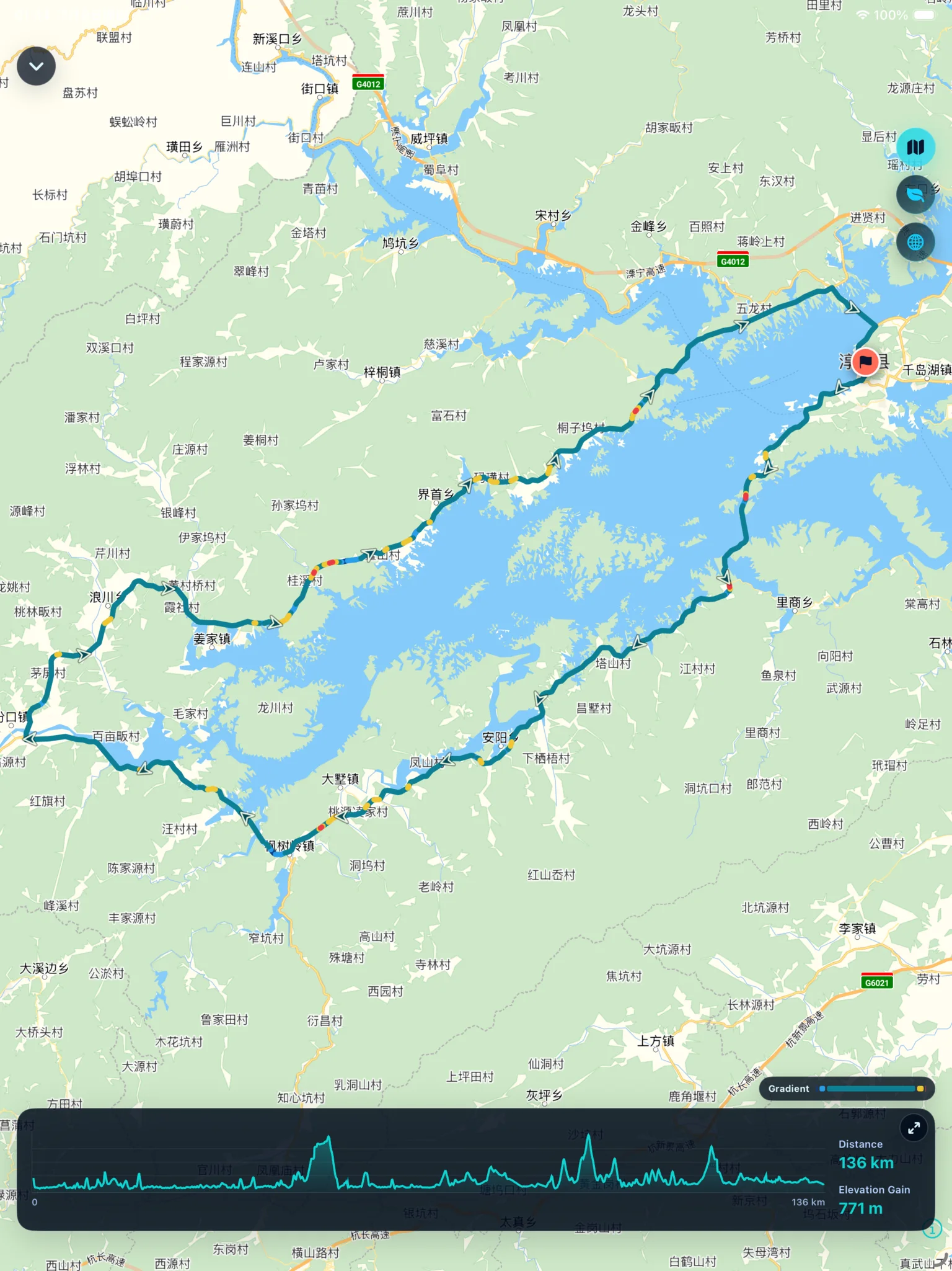 RideVox GPX route screen on iPad
